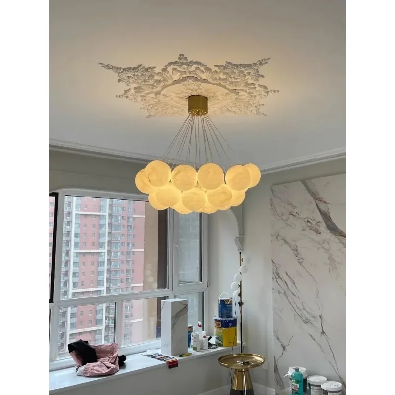 Home Deco G9 LED Marble Ball Bouquet Alabaster Series Trendy Chandelier Lighting Lustres Hanging Lamps For Living Room