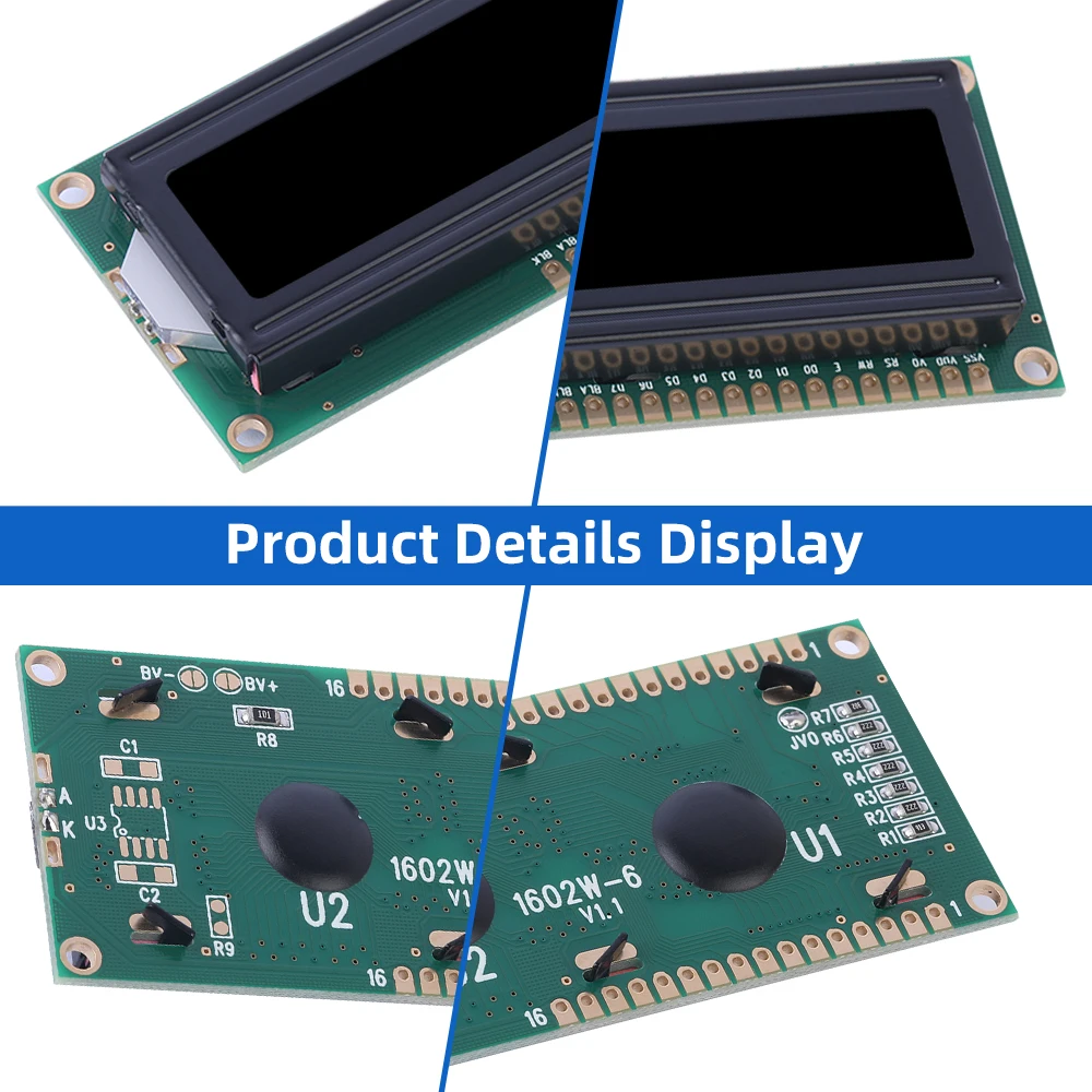 BTN black film Red 1602W-6 Multiple Word Libraries 2*16 LCD Voltage 5V 3.3V Controller AIP31066L Character Display Screen