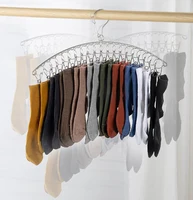 Stainless Steel Sock Rack With Windproof Curved 16-Clip Clothes Rack With 16 Clips Multi Functional Dual-Purpose Clothes Rack 1