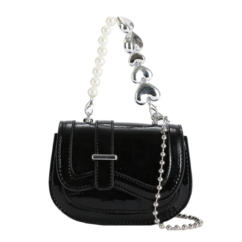 

Crossbody Bags Small Square Bag Pearl Handle Chain Bag Lipsticks Bag Shoulder Bag Cellphone Bag for Women Girl