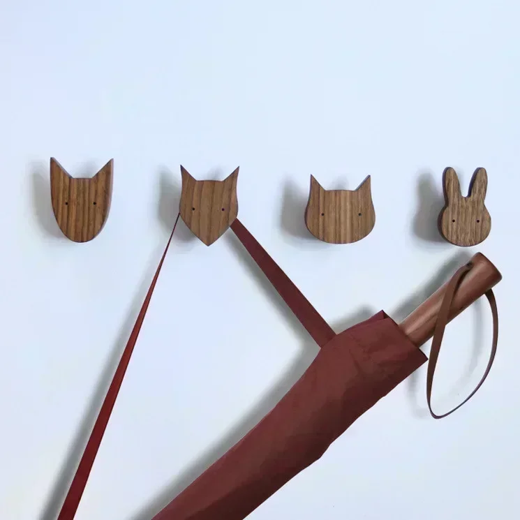 Adorable Animal-Shaped Solid Wood Wall Hooks in Black Walnut Model for Your Cozy Home Decor and Organization 3