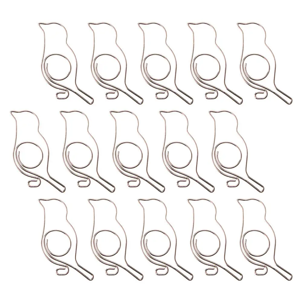 20Pcs 절묘한 장인 정신 새 모양의 금속 바인더 클립 학교 용품 사무실 홈을위한 강력하고 견고한 파일 클립
