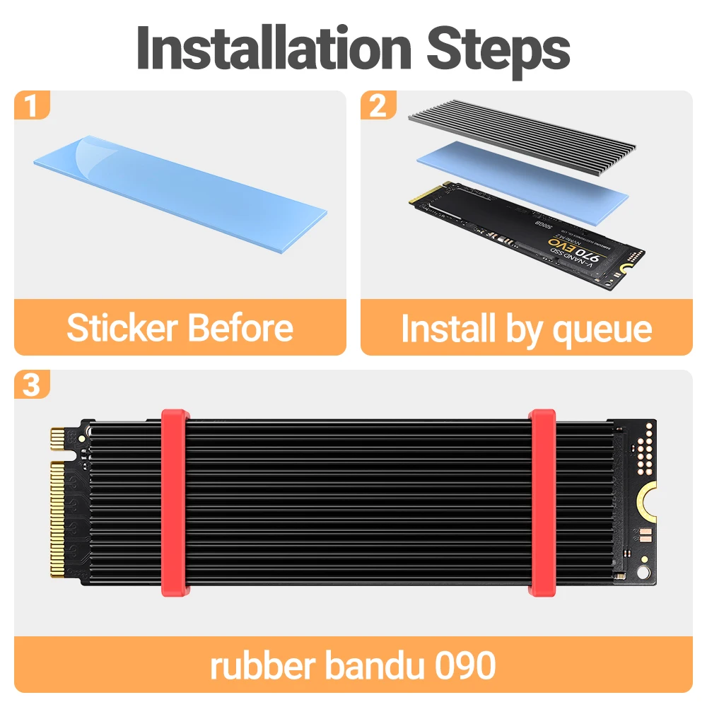 Aluminum M.2 SSD Heatsink with Silicone Thermal Pad – Enhanced Cooling