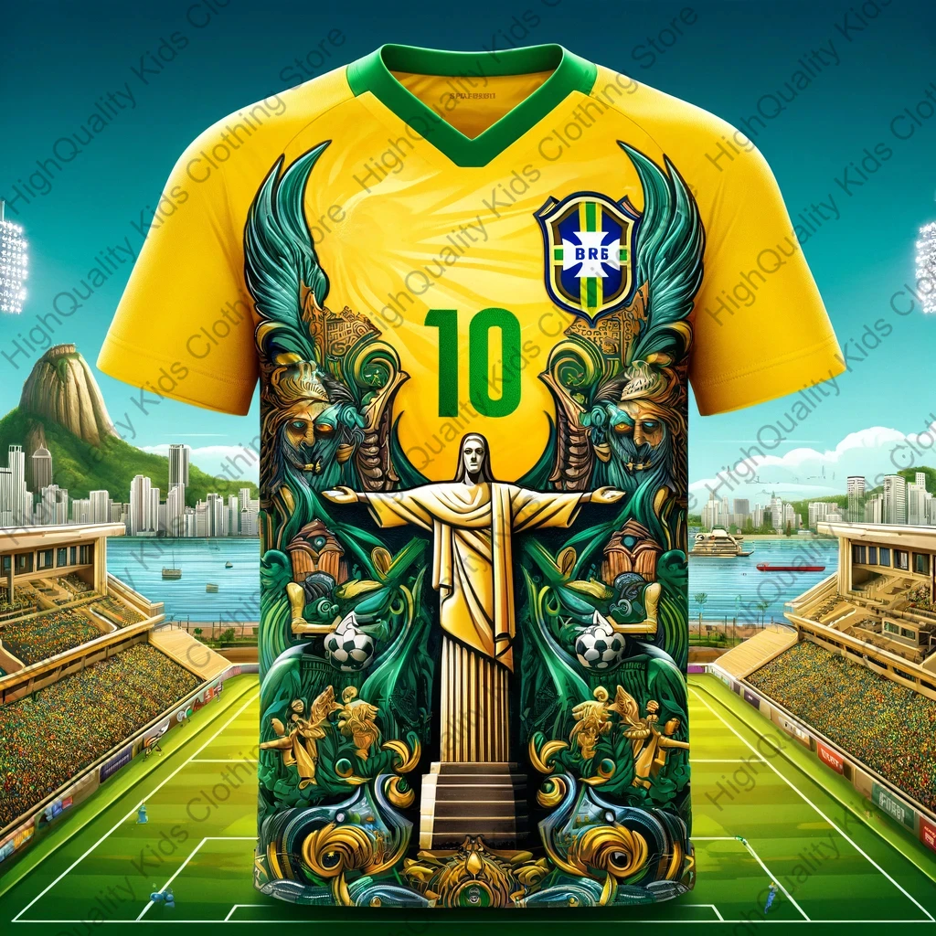 ChatGPT AI Brazil Jesus Jersey #10 Football Jersey For Adults Kids Summer Soccer Training Tops Clothing
