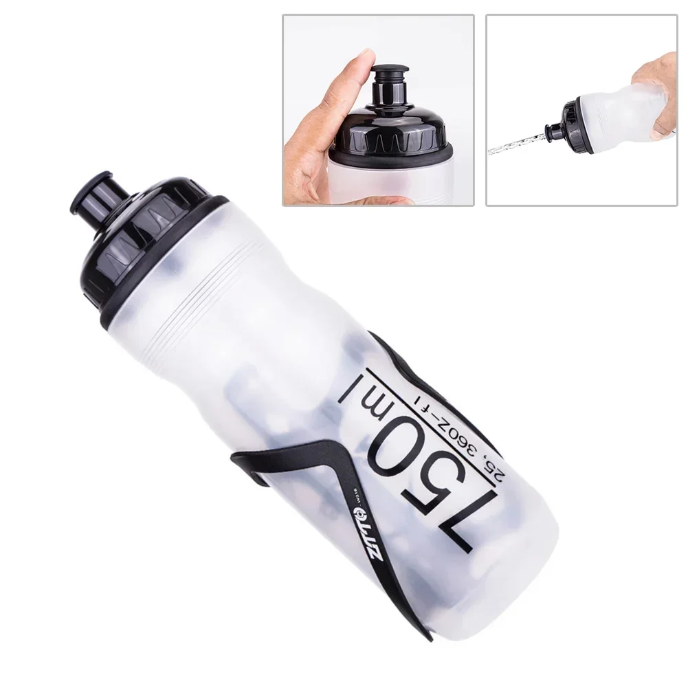 Bike Water Bottle Water bottle Silicone PP White black Bicycle Cycling Mountain Sporting 1pc 240*74*74mm 750ml Drink