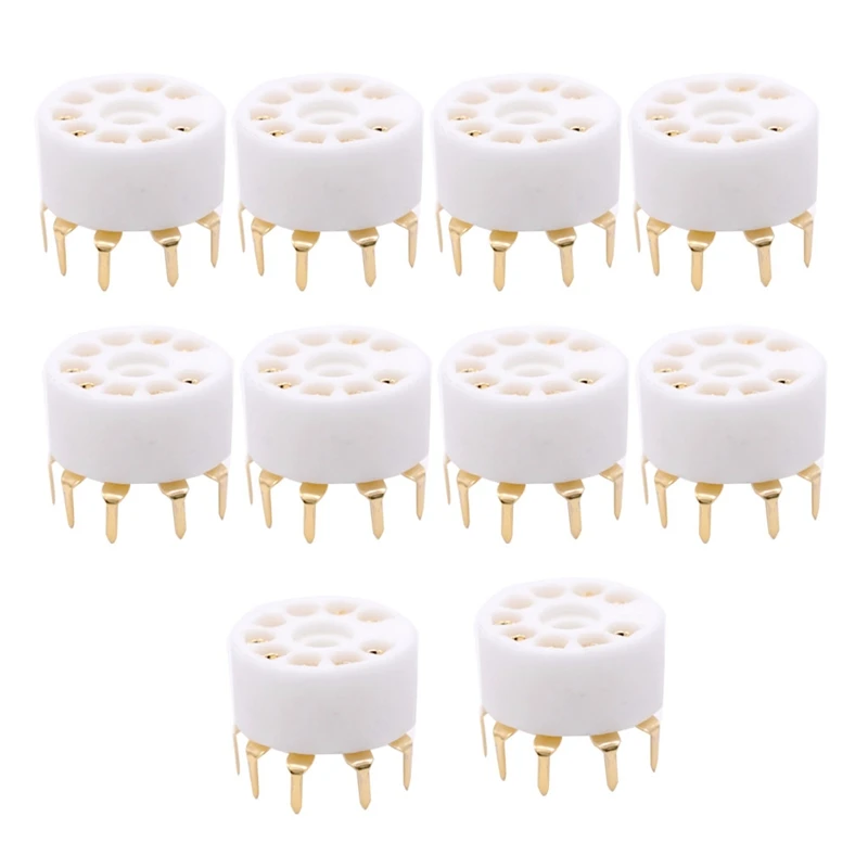

10PCS Ceramic 9Pin B9A PCB MOUNT Tube Socket For 12AX7 12AT7 12AU7 6DJ8 ECC82 5670 6922 Hifi Audio Vintage AMP