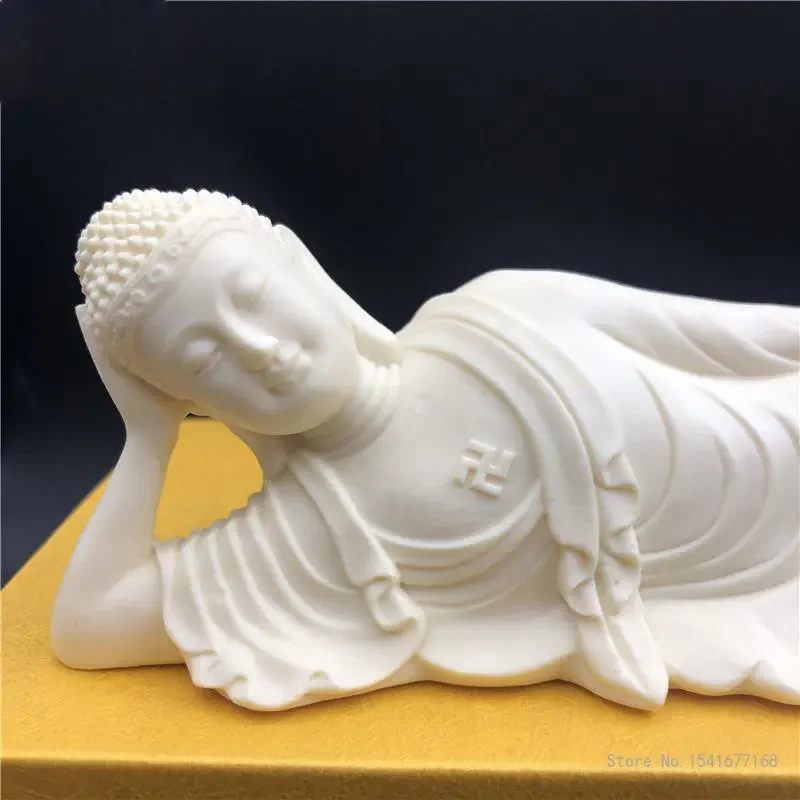 Creative Sakyamuni Amitabha Buddha Ornaments, Home Geomantic Programs, Crafts to Protect Peace, Ivory Crouching, 1Pc