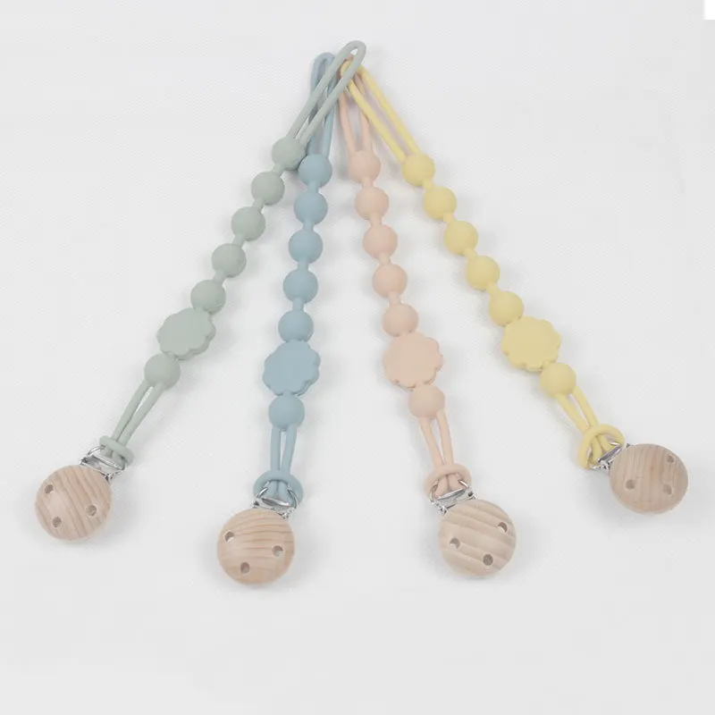 Pacifier Chain Baby Pacifier Loss Prevention Chain Food Grade Silicone Teether Stroller Clip