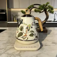 Bouilloire électrique vintage 1,7 L avec contrôle de température, en acier inoxydable 304, pour faire bouillir l'eau, théière, bouilloire de bureau avec fonction maintien au chaud automatique 5