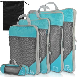 6-Piece Lightweight Compression Packing Cube Set with Storage Bag (Blue 6Pcs)