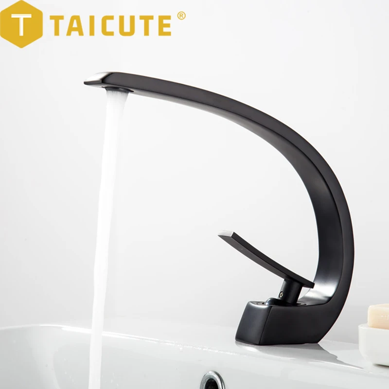 

Модные смесители для раковины TAICUTE, смеситель для ванной комнаты, черный смеситель для раковины, кран для холодной и горячей воды, принадлежности для туалета отеля, туалета, аксессуары