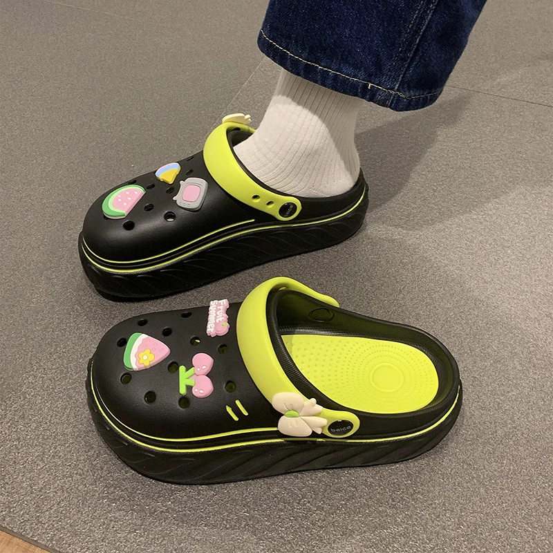 Women's Platform Clogs Kawaii Charms Closed Toe Non Slip EVA Sandals Indoor Outdoor Garden Beach Slides women sandals