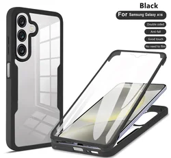 360 Full Protection Clear Screen Case with Silicone Bumper and TPU+PC Back Cover for Galaxy A16 5G (QC360-Black)