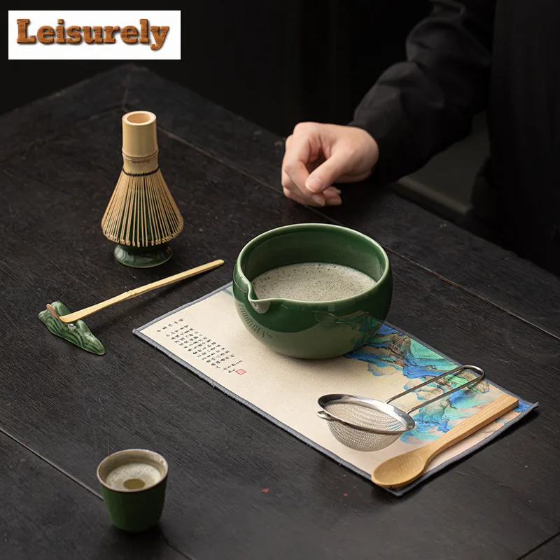 8pc/set Ice Gray Matcha Imitation Song Tea Decorating Case Tea Baixi Matcha Bowl Tea Stand Filter Mesh Tea Set Accessories Gifts