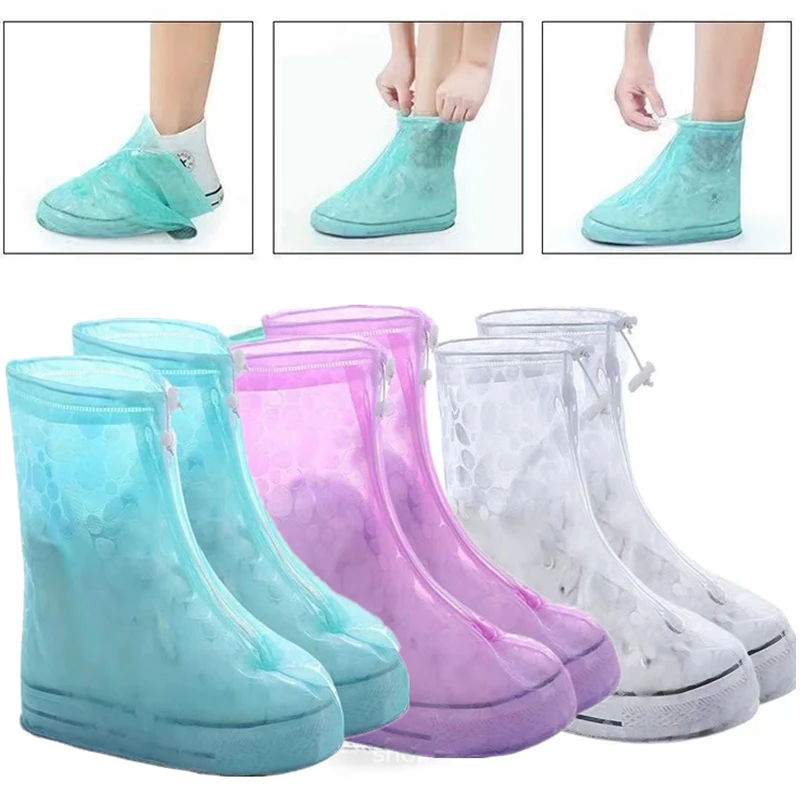 Waterproof PVC Shoe Cover High Top Rain Boots Cover Non slip Shoes