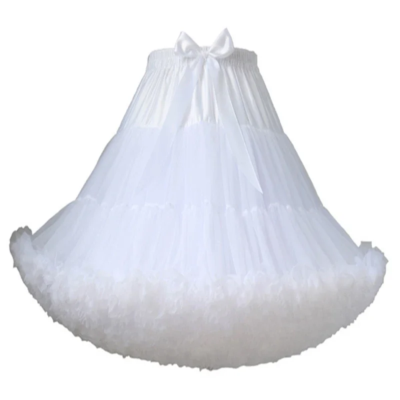 Lolita Petticoat Tulle Tutu Skirt Knee Length Women's Soft Puffy Tulle Petticoats Lolita Ballet Dance Pettiskirts Costume Tutu Skirts Layered Underskirt 55CM Long