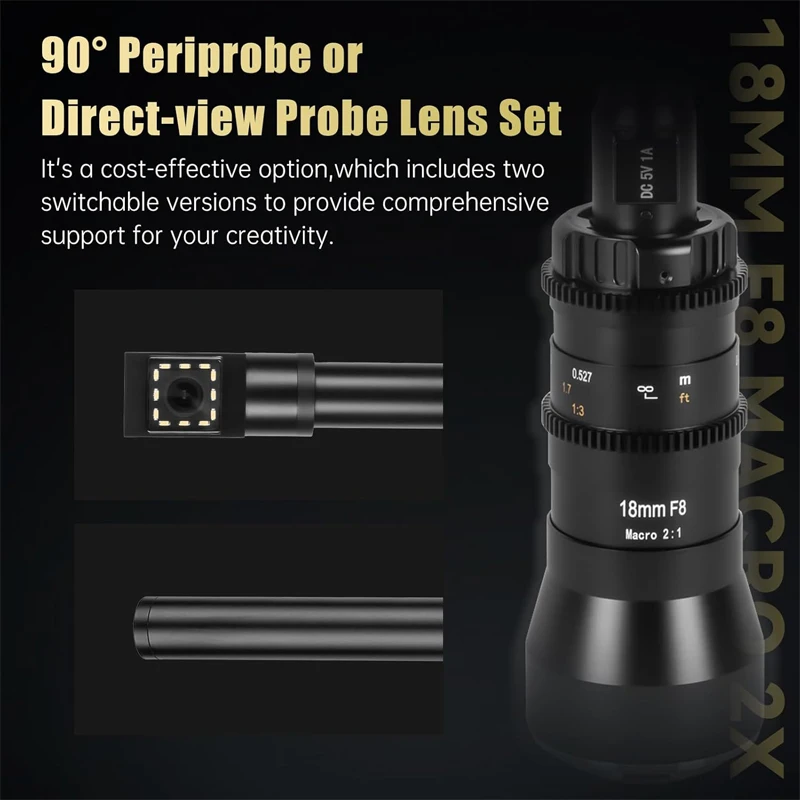 AstrHori 18mm F8 2X 매크로 카메라 렌즈 90 ° E 캐논R 니콘Z M43 캐논EF 니콘F L 마운트용 페리프로브 및 다이렉트뷰 프로브
