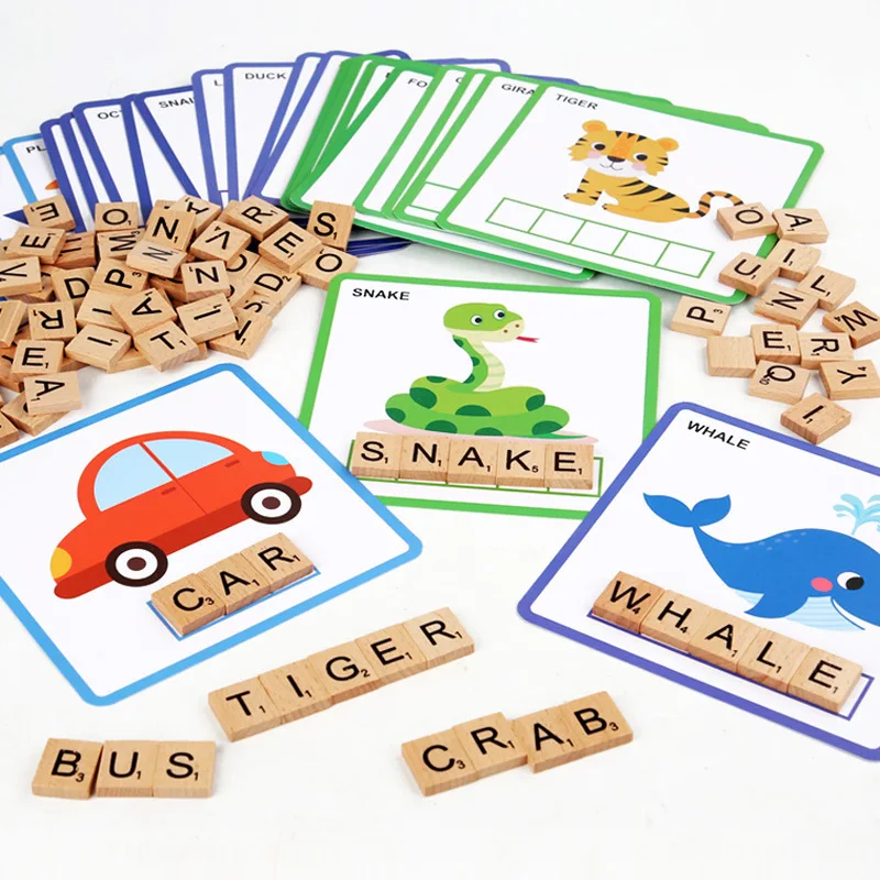 Máquina de aprendizagem soletrar palavras em inglês jogo com cartas letras  para crianças - AliExpress