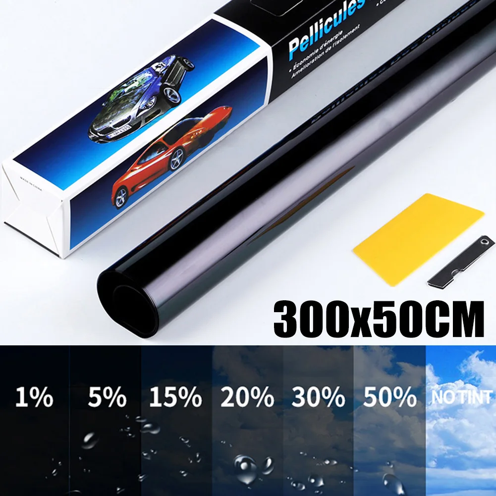 

300cmx50cm Black Car Window Foils Tint Tinting Film Roll Car Auto Home Window Glass Summer Solar UV Protector Sticker Films
