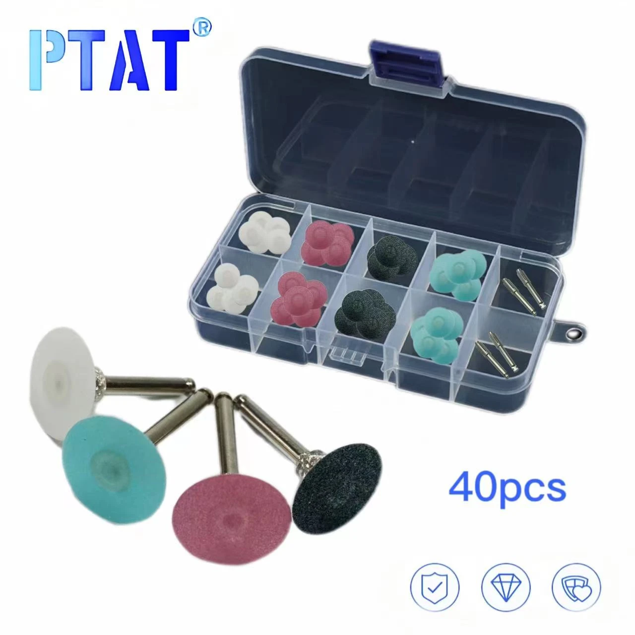 40pcs Dental Polishing Stem Discs Composite Finishing Disc + 4pcs