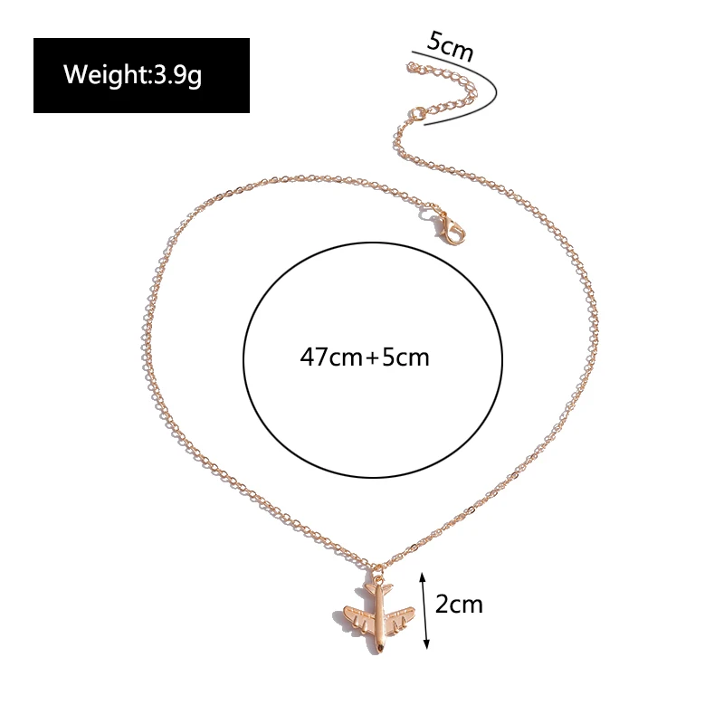 Aihua Modische Flugzeug-Halskette für Damen und Herren Kurze Kette Flugzeug-Halskette Urlaubsschmuck Geschenke – Detail 9