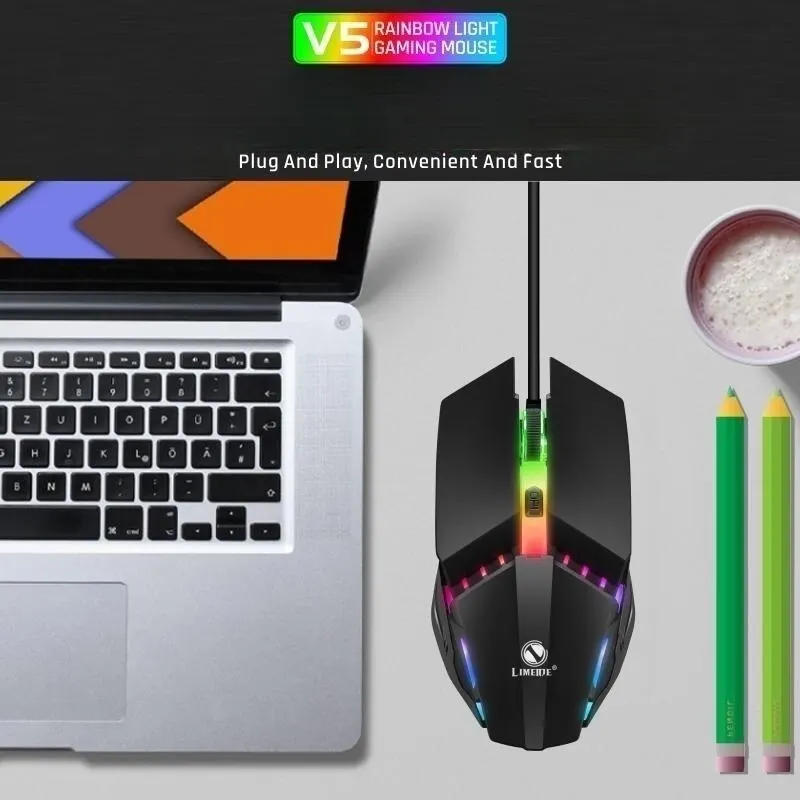 V5 Game Mouse Wired Mechanical Macro Mouse Office Desktop Computer Laptop