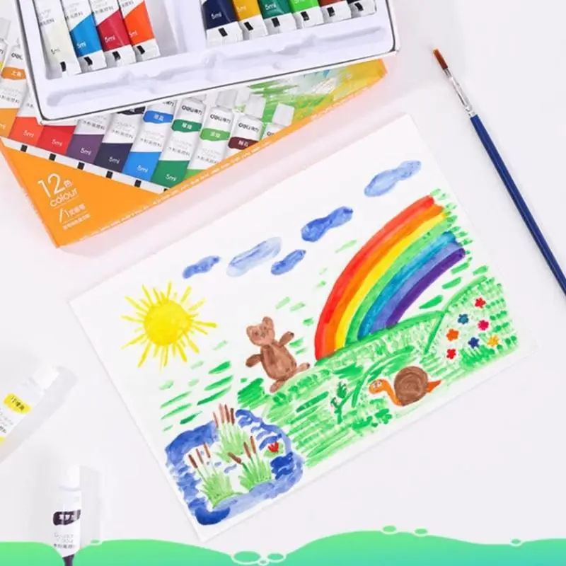 C90C 12 컬러 가우치 페인트 페인트 브러시 전문가 Gouache Pigment 세트 캔버스 및 종이 용 수성 페인트 세트