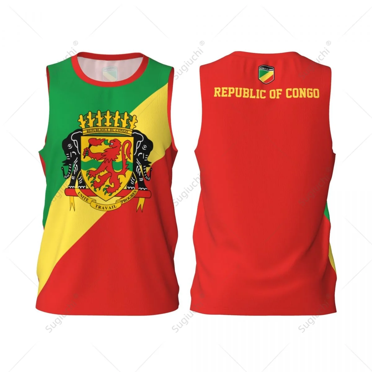 thumbnail image 1 of Camiseta deportiva de baloncesto para hombre con la bandera de la República del Congo, camiseta multifunción para correr y hacer ejercicio, sin mangas, con nombre personalizado exclusivo, 1 of 5