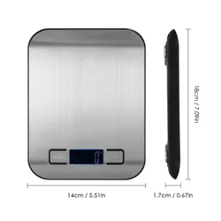 Digital Kitchen Scale, Stainless Steel Portable Food and Jewelry Weight Scale with LED Display - 10Kg (Black)
