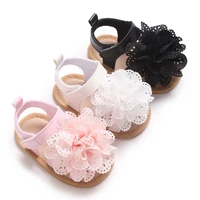 Fashionable and Cute Floral Decoration Solid Color Baby Girl Sandal Breathable and Lightweight Spring and Summer Walking Shoes