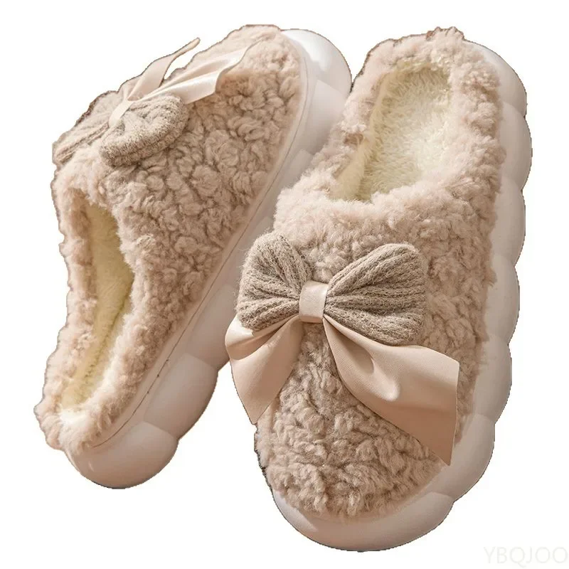 New autumn winter women's cute butterfly Fashionable versatile cotton slippers women's warm indoor home thick soled slippers