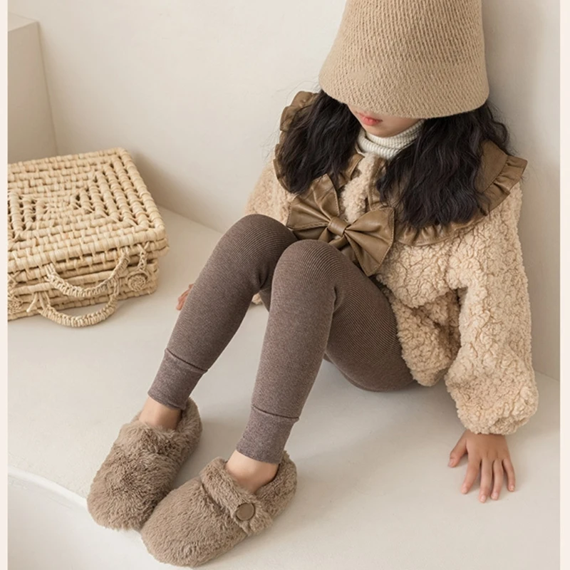 Solid Color Stockings for Kids Warm Tights Fleece Lined Pantyhose Girl Bottom Leggings Elastic Pantyhose Leg Warmer kids pantyhose solid color pantyhose kids leggings