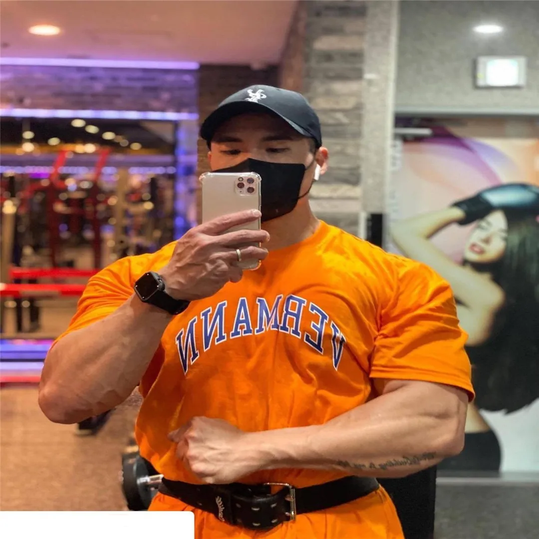 New Men Oversized Fitness T Shirt Outdoor Hip Hop Streetwear Loose Gym