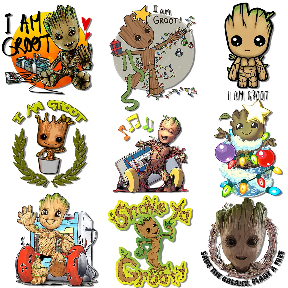 Термотрансферные наклейки The Groot, наклейки для одежды, термонаклейки на футболки