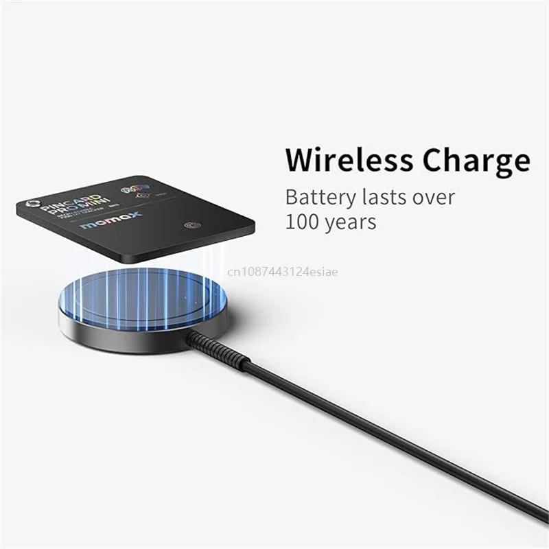 New MOMAX Pincard Pro Mini Wallet Finder Rechargable Tracker Card Slim Locator Tag Wireless Charge for Luggage Suitcase Pet Kid