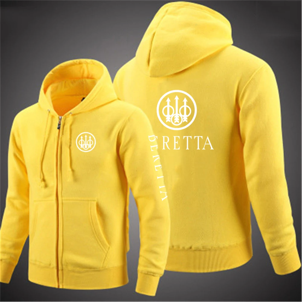 2022 Fall/Winter BERETTA Logo Design Men's Solid Color Outdoor Top Hooded Jacket Sports Style DIY Printed Men's Zip Coat hoodies green sweatshirt Hoodies & Sweatshirts