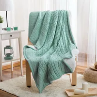 Knitted Sherpa Blanket Bed Cover Soft Throw Winter Blanket Bedspread Bedding Knit Weighted Blanket Air Conditioning  Sleeping 2
