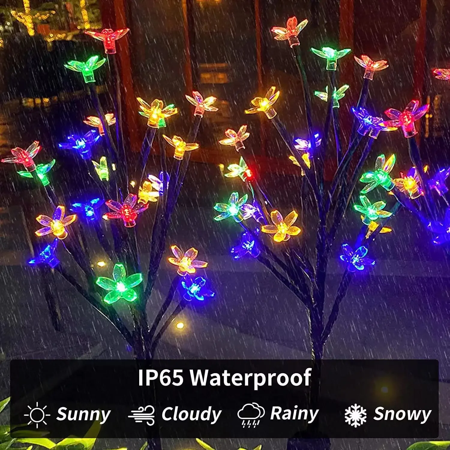 Solar Powered Garden Lights Outdoor Christmas Decoration Cherry Blossom Flower Tree Waterproof for Lawn Landscape SunLight