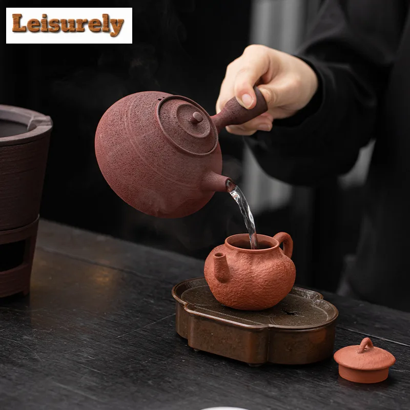 Retro Old Rock Clay Tea Warmer Holder Side Handle Pot Heater Stove Kettle Stand Boiling Water Carbon Furnace Kungfu Tea Services