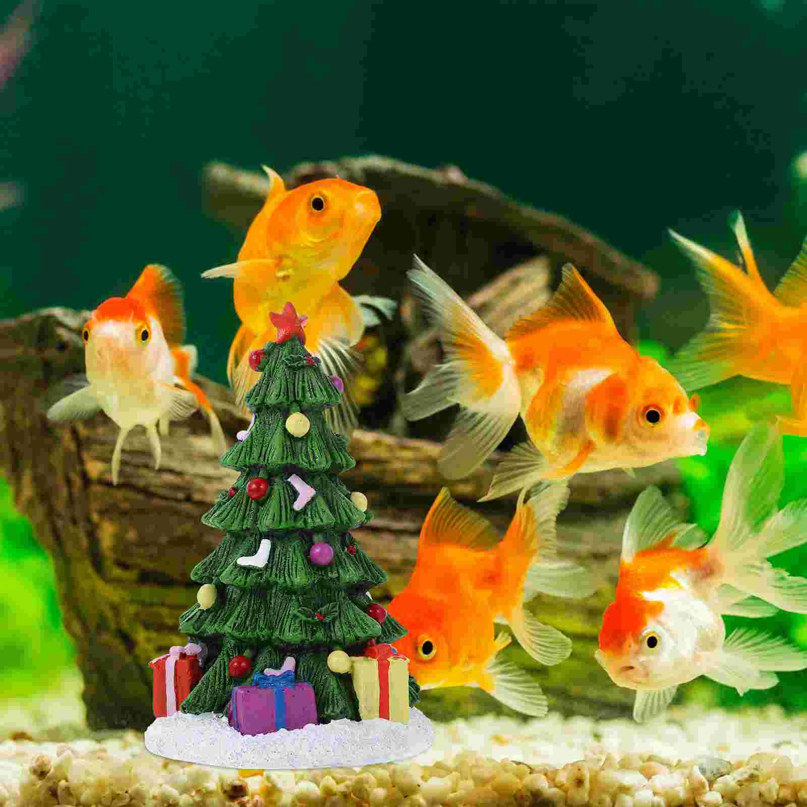 Cartoon Christmas Series Landscaping Home Garden Decor Christmas Tree Fish Tank Aquarium Decor Resin Crafts