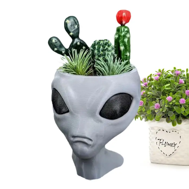 

Resin Sculpture Flower Pot Alien Face Eye-Catching Planters Resin Flower Pots Indoor Outdoor Decors For Garden Corridor Entrance