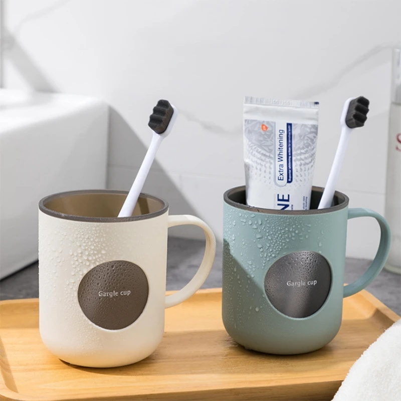 

Портативная чашка для чистки зубов с ручками Полупрозрачная чашка для мытья рта Держатель зубной щетки Бытовые пластиковые аксессуары для ванной комнаты