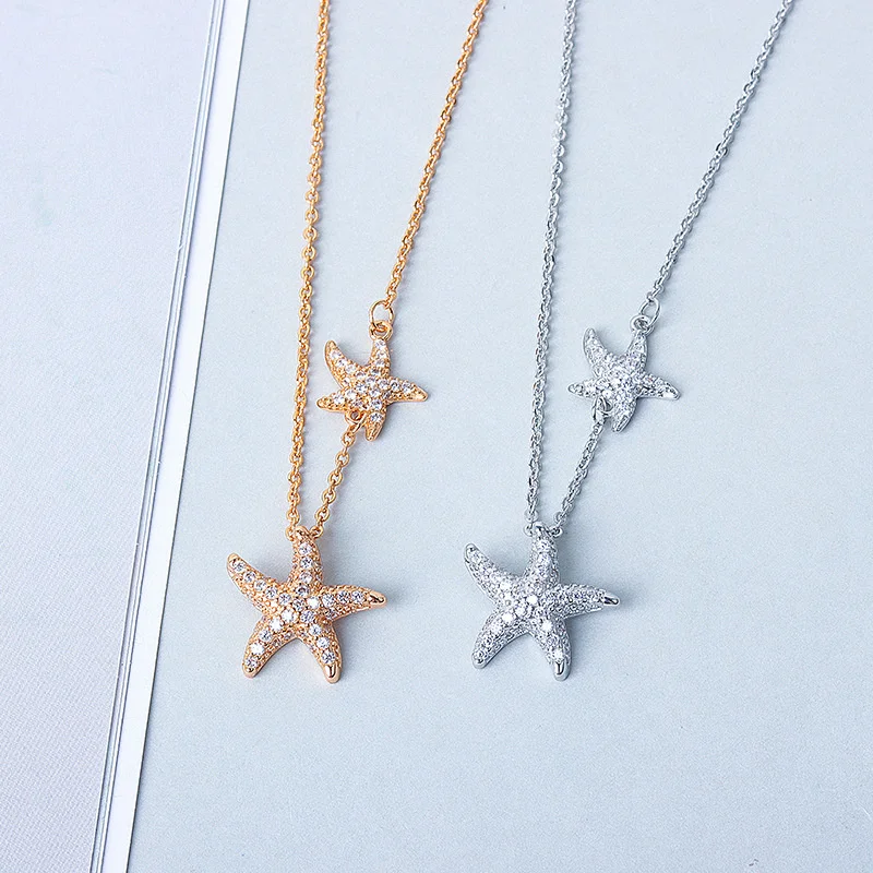 

A new S925 sterling silver diamond studded star necklace for women with popular collarbone chain at the East Gate of South Korea