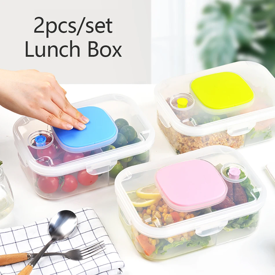 Microwave Lunch Box for Kids Dinnerware Vacuum Food Storage Container Office Portable Bento Box Fridge Fresh Fruit Boxes