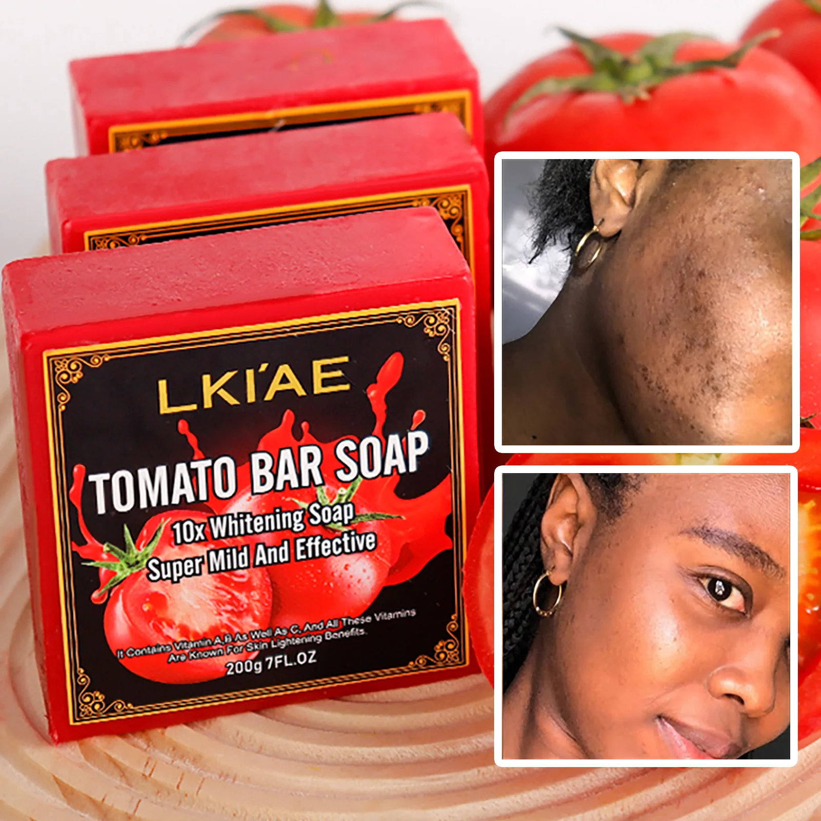 AILKE Organic Tomato Soap Bar, Lightening Skin, Deeply Clean, Exfoliate, Remove Dark Spots, Moisturizing, For Face and Body