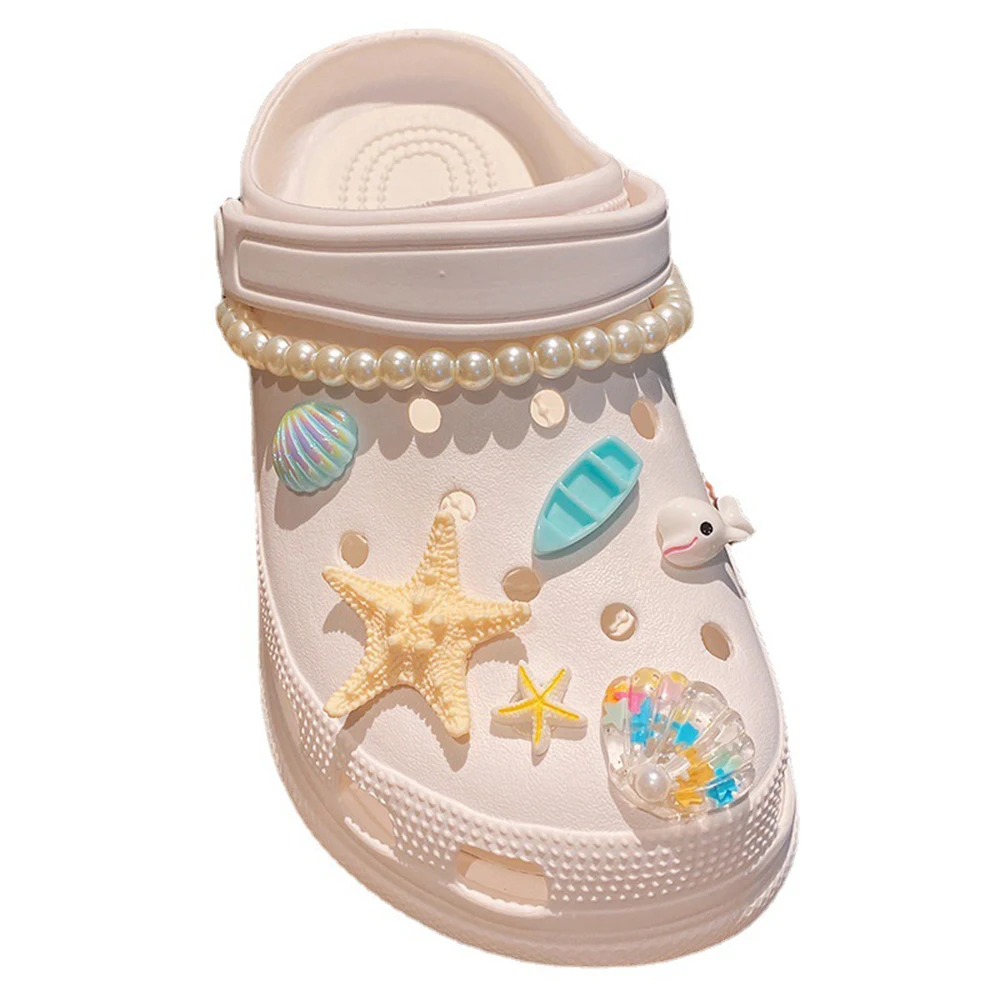 New Ocean Starfish Croc Charms Designer DIY Animal Pearl Chain Shoes  Decaration Accessories for JIBS Clogs Kids Boys Girls Gifts