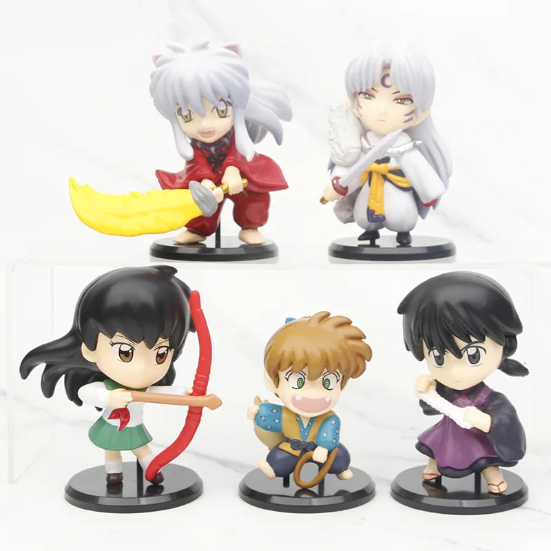 

5pcs 8cm Inuyasha Higurashi Kagome Sesshoumaru Miroku Shippou Anime Figurine Action Figure Toys Doll Christmas Gift Without Box