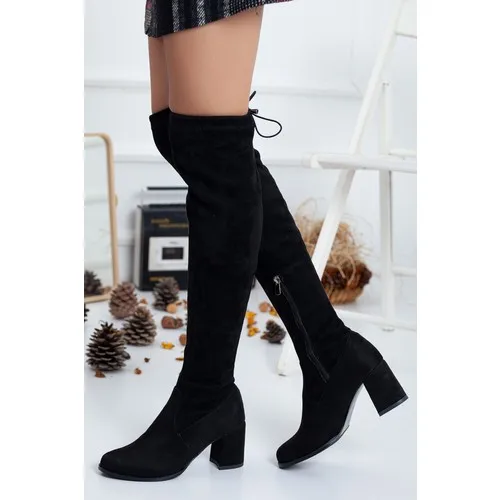 Gult Shoes calcetines botas, Bota por encima de la rodilla de gamuza negra  de tacón alto, bota elástica y Flexible.|Botas hasta la rodilla| -  AliExpress