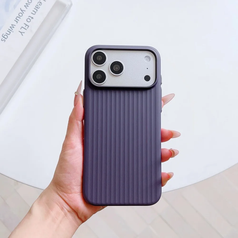 Slim Matte Striped Minimalist Luxury Phone Case with Wireless Charging & Shockproof Protection