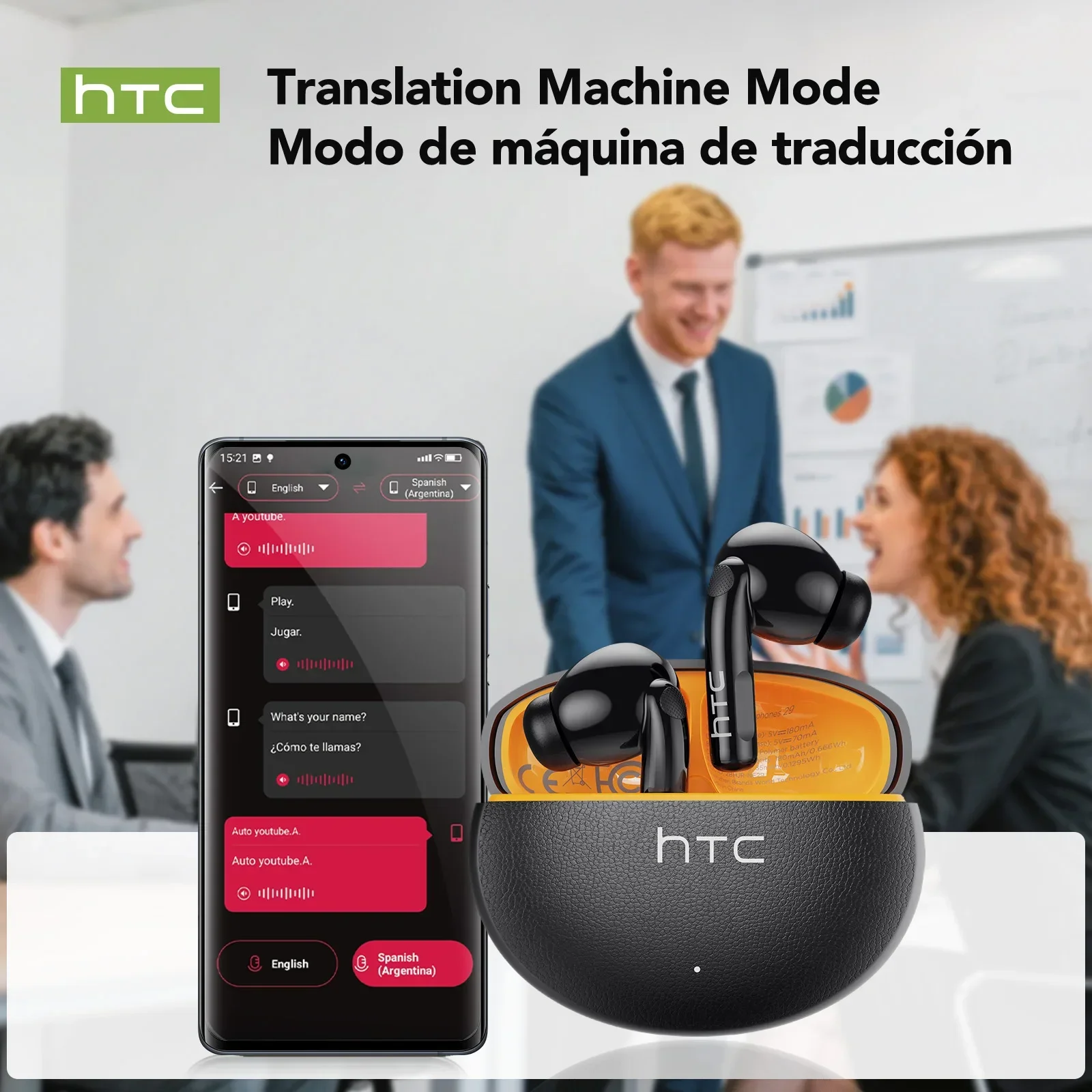 Écouteurs Bluetooth HTC NE29 TWS - Traducteur Automatique 134 Langues